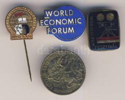Vegyes kitűző és emlékérem tétel:"Miskolci Film Fesztivál" + "Világ Ifjúsági Találkozó 1949" + "World Economic Forum" + Szent György emlékérem T:2,2-