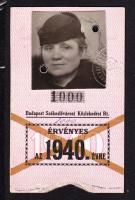 1940 B.Sz.K.R.t. fényképes nyugdíjas igazolvány