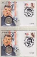 USA 1967. 1/2$ "Kennedy" Ag + 1968D 1/2$ "Kennedy" Ag mindkettő számozott bélyeges borítékon T:1
