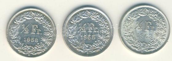 Svájc 1958-1965. 1/2Fr Ag (3x) T:2