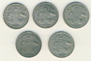 Ausztrália 1948-1959. Sixpence Ag (5x) klf évszámokkal! T:2-,3