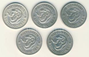 Ausztrália 1946-1961. 1Sh Ag (5x) klf évszámokkal! T:vegyes