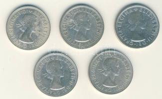 Ausztrália 1954-1963. 1Sh Ag (5x) klf évszámokkal! T:vegyes