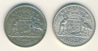 Ausztrália 1954-63. 1Fl Ag (2x) T:2-,3+