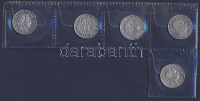 1893. 1K Ag + 1896. 1K Ag + 1K Ag "Millennium" + 1914. 1K Ag + 1915. 1K Ag T:2,3