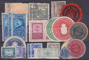 Románia okmánybélyegek, kényszerfelár, bélyegek, levélzárók 24 db