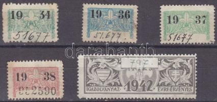 5 db cserkész tagsági bélyeg