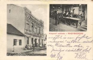 Nagybiccse Central Hotel interior, billiard room