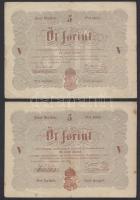 1848. 1Ft "Kossuth bankó" + 2Ft "Kossuth bankó" + 5Ft barna (2x) "Kossuth bankó" T:IV,III+,III