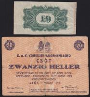 Csót/hadifogolytábor 1916. augusztus 1. 20f számozás nélkül T:III-(kis szakadás) + Orosz Polgárhábor...