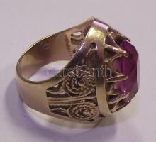 8 K orosz fémjelzésű régi női aranygyűrű kővel 10,71g / Old russian female gold ring 10,71g