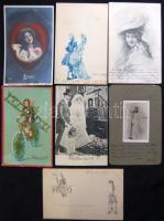 7 db háború előtti vegyes motívum képeslap, közte litho is