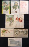8 db háború előtti vegyes motívum képeslap, közte lithok is