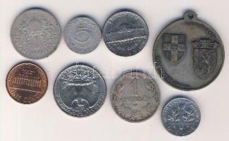 Kis vegyes tétel:Ausztria 1894. 1K Ag + Magyarország 1927. 1P Ag + 1948. 5f + USA 1966. 1 dime + 197...