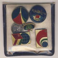 1980. "Szovjet-Magyar Közös Űrrepülés" emlékére 6db különféle jelvény, egyik ezüst(Ag)! T:2,PP