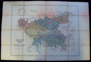 cca 1890 magyar Földjazi Intázet: Alsó Fehér vármegye térképe vásznon / map of Alba county on canvas 51x35 cm