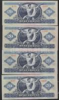 1969. 20Ft (4x) eltérő színárnyalatok is T:II+,II