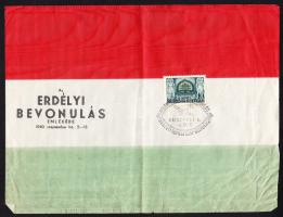 1940 az erdélyi bevonulás emlékére papírzászló alkalmi bélyegzéssel 24x19 cm