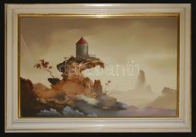 Árkossy István (1943): Egyedül, olaj-farost, jelzett, keretben 65x85 cm