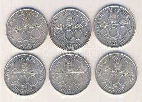1992-93. 200Ft Ag "MNB" (6x) T:2,2-