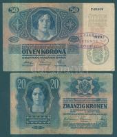 1902. 1000K + 1912. 100K + 1913. 20K + 1914. 50K mindegyik bankjegy "Zala Vármegye Letenye Közs...