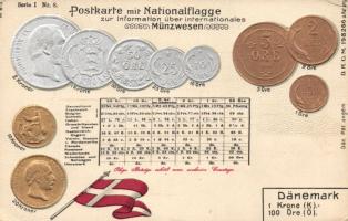 Set of Danish coins Emb. litho (EK)