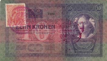 1904. 10K (2x) + 1913. 20K mindegyik szerb felülbélyegzéssel és bélyeggel T:III,IV