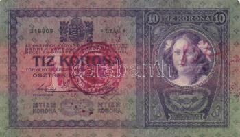 1904. 10K (2x) + 1913. 20K mindegyik szerb felülbélyegzéssel és bélyeggel T:III,IV