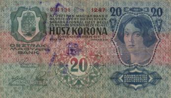 1904. 10K (2x) + 1913. 20K mindegyik szerb felülbélyegzéssel és bélyeggel T:III,IV