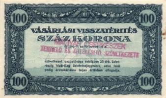 1920-as évek eleje 100K vásárlási visszatérítés (2x) két különféle cserkész felülbélyegzéssel T:II