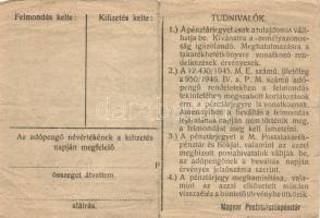 1946. 10.000AP nem kamatozó pénztárjegy (2x) "Másra Át Nem Ruházható" + 1.000.000AP nem ka...