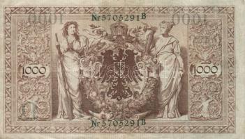 Német Birodalom / Császárság 1910. 1000M (8x) piros és zöld pecséttel T:II,III