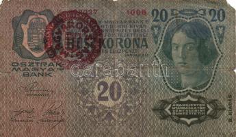 1913-1923. 20f (2x) + 50f + 1K (5x) különféle felülbélyegzésekkel + 2K (5x) 4klf típus + 10K (3x) ké...