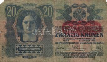 1913-1923. 20f (2x) + 50f + 1K (5x) különféle felülbélyegzésekkel + 2K (5x) 4klf típus + 10K (3x) ké...