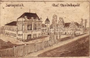 Sárospatak Református Tanítóképző, kézzel festett lap (fl)
