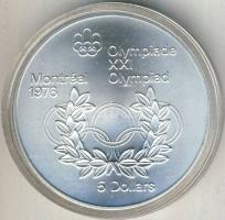 Kanada 1974. 5$ Ag "Montreali olimpia - olimpiai ötkarika" T:1