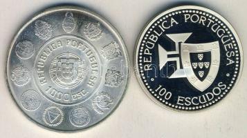 Portugália 1989. 100Esc Ag "Madeira felfedezése" T:PP + Portugália 2000. 1000Esc Ag "...