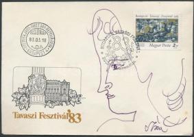 1983 Szász Endre (1926-2003): Tavaszi Fesztivál FDC, rajta a tervező Szász Endre tollrajzával, jelzett