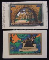 Magyar Földrajzi Intézet Budapest sorozata - Anonymus és a Történelmi udvar, 2 db művészi lap kis hibával (pinx Szekeres)