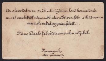 1904 New York, 34. utca, magasvasút keményhátú fotó Bánó László gépész mérnők saját kezű feljegyzésé...