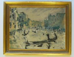 Fock A. jelzéssel: Velence gondolákkal, olaj-vászon 37x47cm