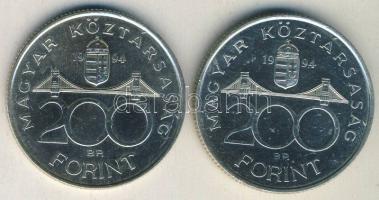 1994. 200Ft Ag "Deák" (2x) T:1-