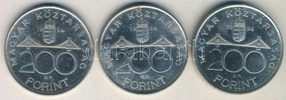 1994. 200Ft Ag "Deák" (3x) T:2
