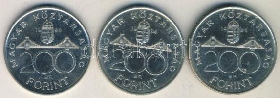 1994. 200Ft Ag "Deák" (3x) T:2