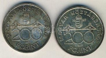 1992. 200Ft Ag (2x) "MNB" T:1- patina