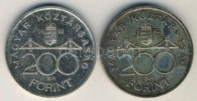1992. 200Ft Ag (2x) "MNB" T:1-,2 patina