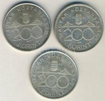 1992-94. 200Ft Ag (3x) "MNB és Deák" T:2-,3