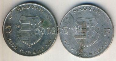 1947. 5Ft Ag "Kossuth" (2x) T:2,3