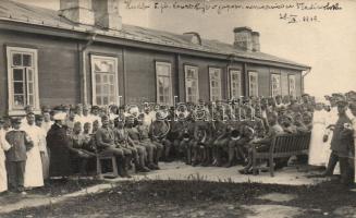 Military WWI Czechoslovak military band giving a concert in a Japanese hospital in Vladivostok, real photo