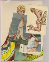 cca 1950 5 db klf méretű amerikai pin-up girl kép / 5 pin up girls photo